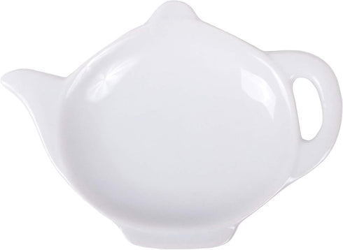 HIC Kitchen Fine White Porcelain Tea Bag Holder Caddy, Teapot Design