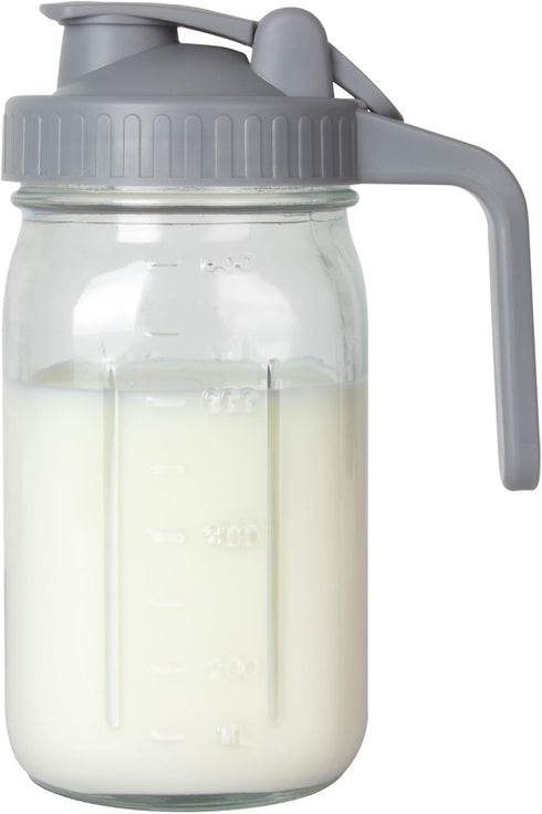 OneDream Breast Milk Pitcher 32oz Glass Pitcher with Lid, Formula Pitcher Leakproof