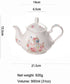 Eplze 2 sets YBK Tech Strengthen Porcelain Coffee Pot Ceramic Teapot- Pink Rose (Teapot+ of cup and saucer)