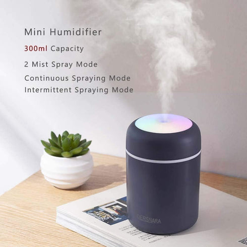Colorful Mini Humidifier, Essential Oil Diffuser USB Cool Mist Humidifier, 2 Adjustable Mist Modes (White)