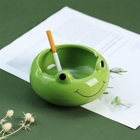 123Arts Ceramic Frog Ashtray - Animal Ashtray Flowerpot Home Decor