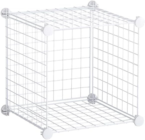 Rubbermaid 3 Piece Stackable Storage Wire Cube Set, Easy Assemble, White, Multi-Use Home Organizer for Closet/Toys