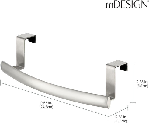 2 Pack mDesign Steel Over Door Curved Towel Bar Storage, Hanger for Cabinet or Cupboard, Holder Rack for Kitchen