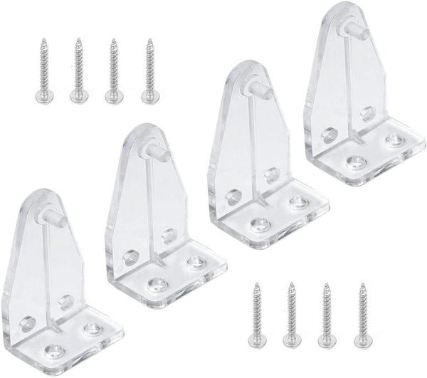 4pcs Hold Down Bracket for 1" Mini Blinds - Bottom Rail Hold Clips, Clear Plastic with Install Screws