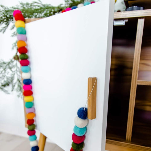 Colorful Felt Ball Pom Pom Garland | 9 Ft | 100% Wool Felt | Spring, Easter, Birthday, Christmas Boho Rainbow Decor