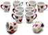 Inch 10 Set ChangThai Design Very Tiny White Red Hearts Ceramic Coffee Mug Pieces - Miniature Tableware Cup Tray Bowl