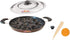 Non Stick Aluminium Appam Pan, 12 Pits with Steel Lid, Two Side Handle Appam Maker, Black and Silver Paniyaram Pan
