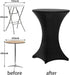 Tina's 32x43 Inch Highboy Spandex Cocktail Table Covers, Black Fitted Stretch Tablecloth for Round Tables