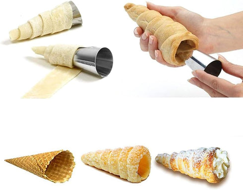 Guowall Cream Horn Mold, 21pcs Stainless Steel Ice Cream Cone Mold and Tubular Shaped Reusable Pastry Mould