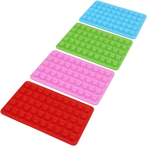 homEdge Silicone Gummy Bear Candy Molds - Set of 4 Packs Non Stick Food Grade Chocolate Gummy Mold with 2 Dropper -