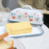 7.5 Inch Countertop Enameled Farmhouse Vintage Butter Dish with Lid, Durable Kitchen Food Storage Container