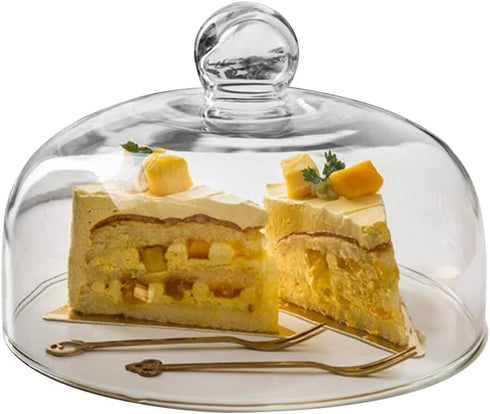 HEMOTON Glass Cake Dome, XL Clear Cloche Cake Display Cover with Knob Handle