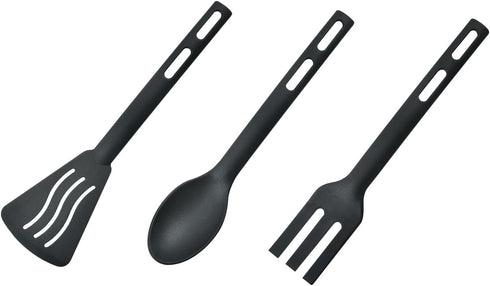 Kitchen Cooking Tools 3Pcs Mini Nylon Kitchen Utensils Set Slotted Turner Solid Spoon Fork Children Dinner Tools (black) by Hengkaising