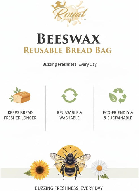 2 Pack 2 Reusable Beeswax Breads Bag | Organic Sourdough bread bags for homemade bread | Fridge and Freezer friendly
