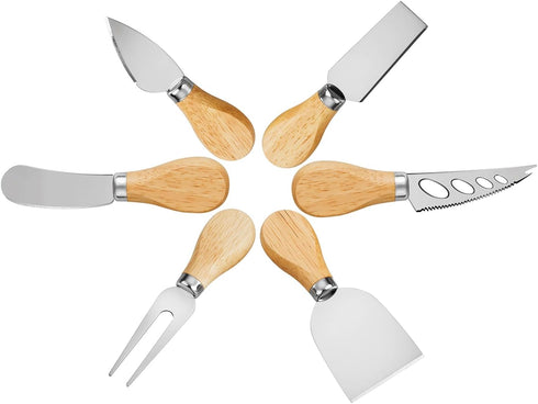 Cheese Knives Set - 6PCS Mini Stainless Steel Cheese Knives - Cheese Knife, Spreader, Fork, Slicer, Cutter, Butter