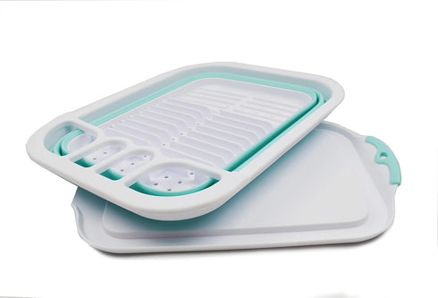 SAMMART 7.5L (2 Gallon) Collapsible Plastic Dish Drainer with Drainer Board, Foldable Drying Rack Set, Space Saving
