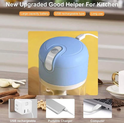 Electric Stainless Steel Garlic Chopper with 3 Blades for Food Processing Meat and Vegetables