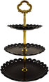 Artliving 3-Tier Plastic Cake Stand Dessert Stand, Cupcake Stand Tea Party Serving Platter, Black Gold