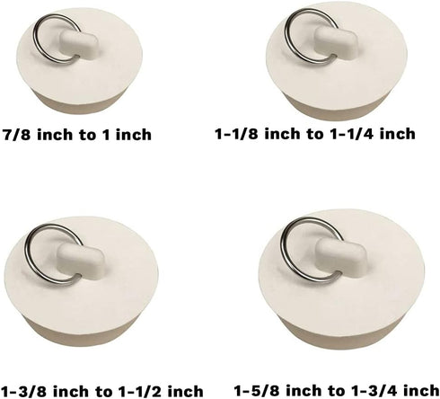 Bath Tub Drain Stoppers, 4 Pieces Rubber Sink Bathtub Plug Seal with Hanging Ring for Kitchen Bathroom Laundry