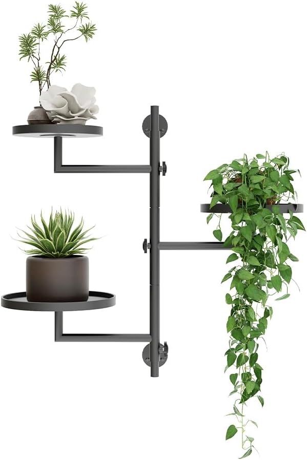 Rotating Wall Plant Shelves Plant Shelf for Window 3-Tier Metal Wall Plant
