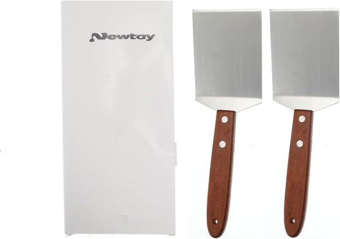 Newtay 2 Pieces Small Brownie Cookie Spatula - Metal Stainless Steel with Wooden Handle for Kitchen Cooking