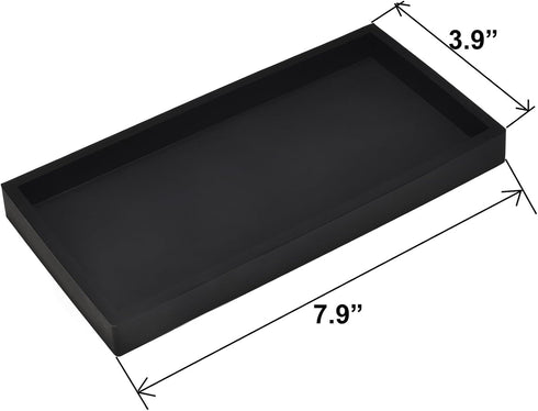DNC Bathroom Counter Tray, 7.9" Silicone Vanity Tray for Soap Dispenser, Kitchen Sink Holder, Black Desk Organizer