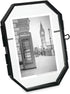 Isaac Jacobs 3.5x5 Vintage Style Octagon Brass & Glass Floating Picture Frame, Tabletop Display, Locket Closure