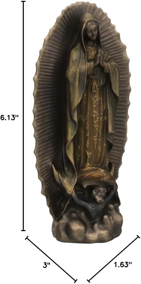 Veronese Design Our Lady Of Guadalupe Virgin Mary Statue, 6 1/8" Cold Cast Resin, Bronze Finish