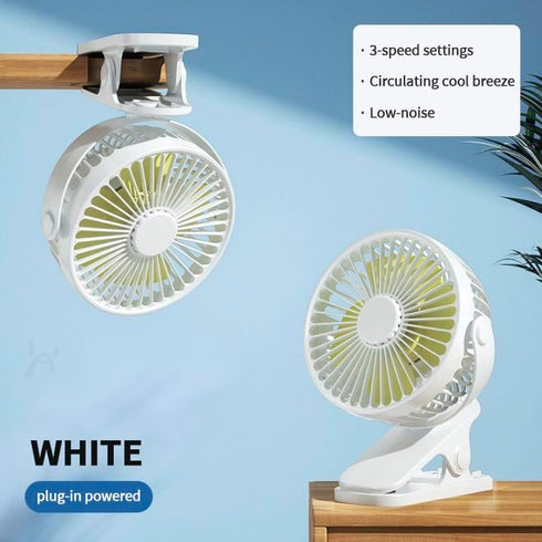 Mini Clip on Fan, 4 Inches - 2500mAh Rechargeable Battery Operated Stroller Fan for Bed, Outdoors, Car Seat, Gym (White)