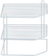 2-Tier 9x9x8.5in Home Basics Corner Rack, White, Vinyl Coated Steel, Rust Resistant, Shelf, Keeps Spices and Cups