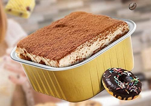 KEISEN square 4 2/5" Disposable Aluminum Foil Cups, 300ml for Muffin Cupcake Baking, 24/PK
