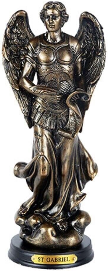 Pacific Giftware St. Gabriel Archangel Messenger Figurine, 8 Inch Tall with Wooden Base and Brass Name Plate