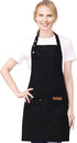 Kitchen Cooking Apron for Women Men with Big Pockets, Waterproof Canvas Aprons for Server Pottery Painting Chef