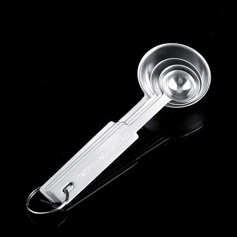 Stainless Steel Measuring Spoons Set of 4, Includes 1/10 tsp, 1/2 tsp, 1 tsp, 1 tbsp for Dry and Liquid