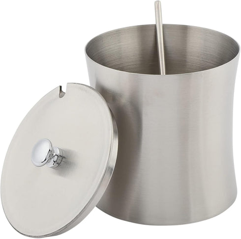 Stainless Steel Sugar Bowl Seasoning Jar with Cover Spoon, Condiment Pot for Salt, Sugar, Pepper, Kitchen Gadgets