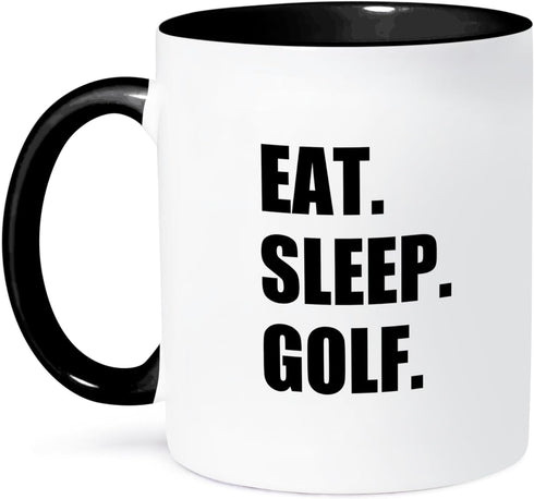 3dRose Eat Sleep Fun Text Gifts for Golfing Enthusiasts - Two Tone Mug, 11 oz, Black