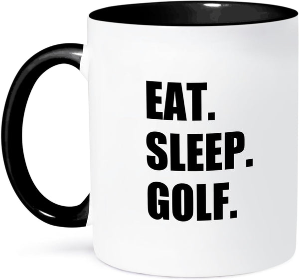 3dRose Eat Sleep Fun Text Gifts for Golfing Enthusiasts - Two Tone Mug, 11 oz, Black