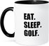 3dRose Eat Sleep Fun Text Gifts for Golfing Enthusiasts - Two Tone Mug, 11 oz, Black