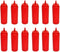 TrueCraftware - 12 oz Red Squeeze Condiment Dispensing Bottles Set of 12- Plastic