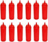 TrueCraftware - 12 oz Red Squeeze Condiment Dispensing Bottles Set of 12- Plastic
