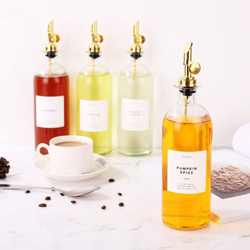 500ml, Set 2 Molimoli Oil and Vinegar Dispenser with Metal Pour Spout, Weighted Pourer, Glass Bottle Dispenser