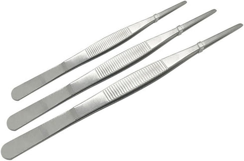 Adecco LLC Stainless Steel Tongs Tweezer, Precision Serrated Tips for Seafood, 8" 10" 12"