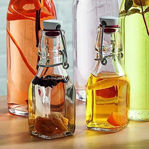 Bormioli Rocco Swing Bottle - 4.25 oz, Recyclable Glass with Airtight Seal, BPA-Free & Dishwasher Safe