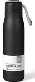 Water Bottle with Portable Lid, Metal Thermos Vacuum Insulated Stainless Steel, Reusable Leak Proof Flask (17oz, Black)