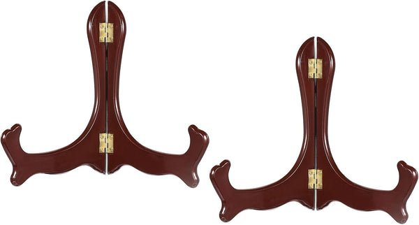 uxcell 2pcs 6.3" Easel Plate Holder, Wood-like Plastic Folding Display Stand, Brown for Decorative Picture Frame