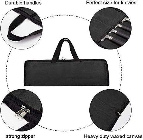 QEES Knife Roll,Knife Bag,Knife Case 4 Slots For Home Kitchen Knife Tools,Chef Knife Bag with Handle.Durable Knife Bags For Chefs Men Women Culinary Camping Working Traveling.Chef Knife Roll