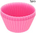 Utoolmart Silicone Cupcake Baking Cups, Reusable Non-Stick Cake Muffins Mold, 5 Pcs Pink for Party Bakery Supplies