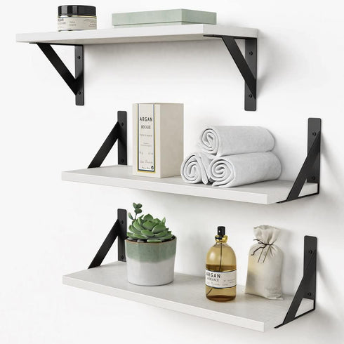 Forbena White Floating Shelves for Wall Decor Set of 3, 17 x