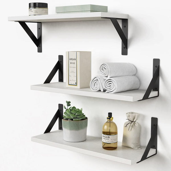 Forbena White Floating Shelves for Wall Decor Set of 3, 17 x