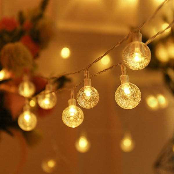 WFGGEH Globe String Lights Plug in, 10ft 20 LED Globe Crystal Ball Warm